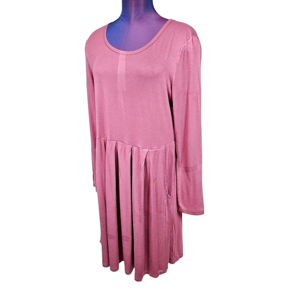 Auselily Raspberry Lightweight Long Sleeve Pleated Skirt Dress Size XL Women's - Picture 2 of 9